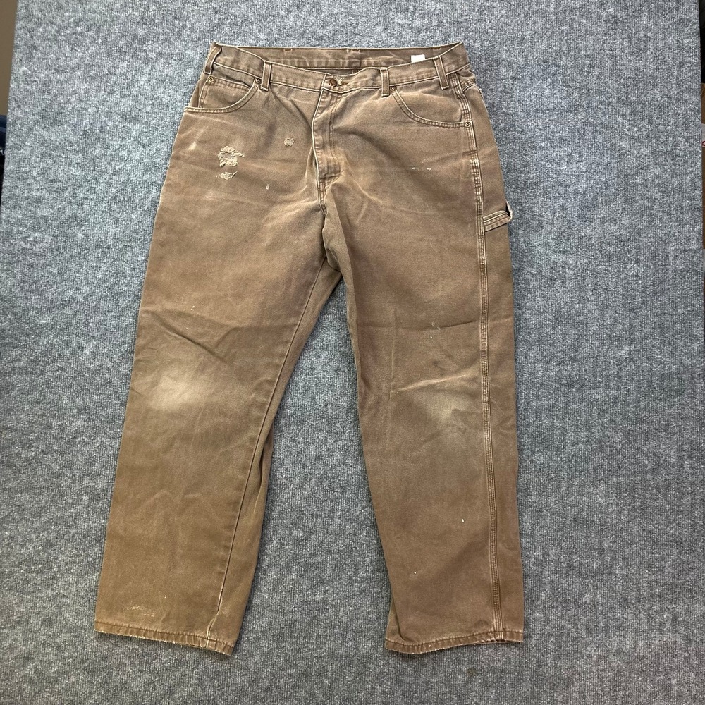 Dickies Carpenter Pants Men's Brown Canvas High Rise Relaxed Workwear - 38X29.5 - Picture 1 of 16
